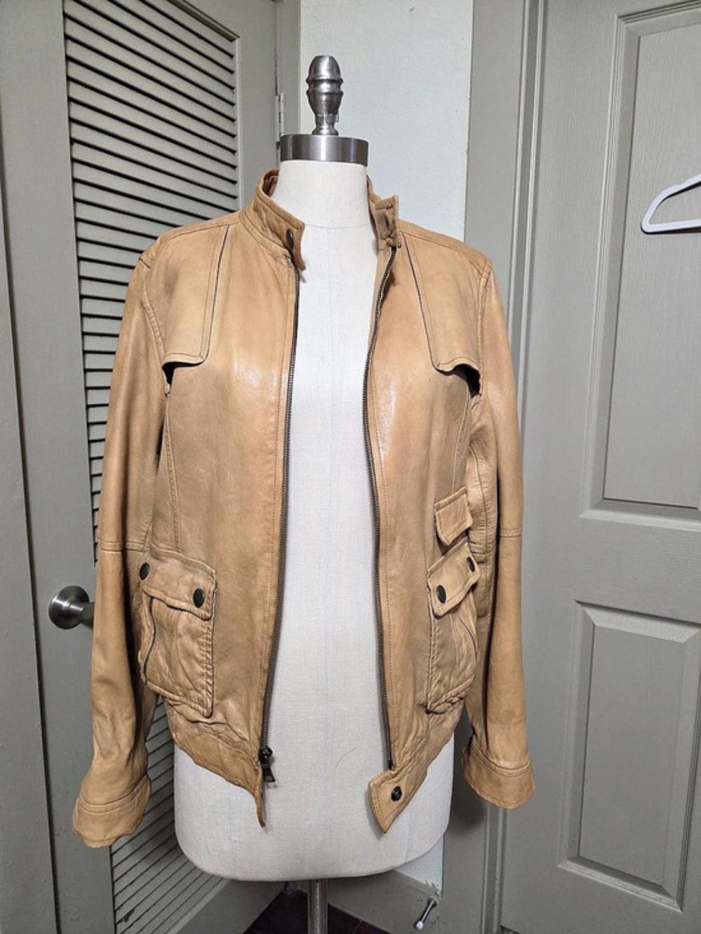 Banana Republic Leather Utility Jacket Brown XL